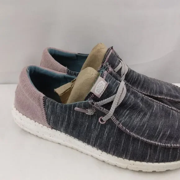 Hey Dude Wendy Funk Jersey Shoes Charcoal Gray & Light Mauve Women's Size 10 - Picture 2 of 12